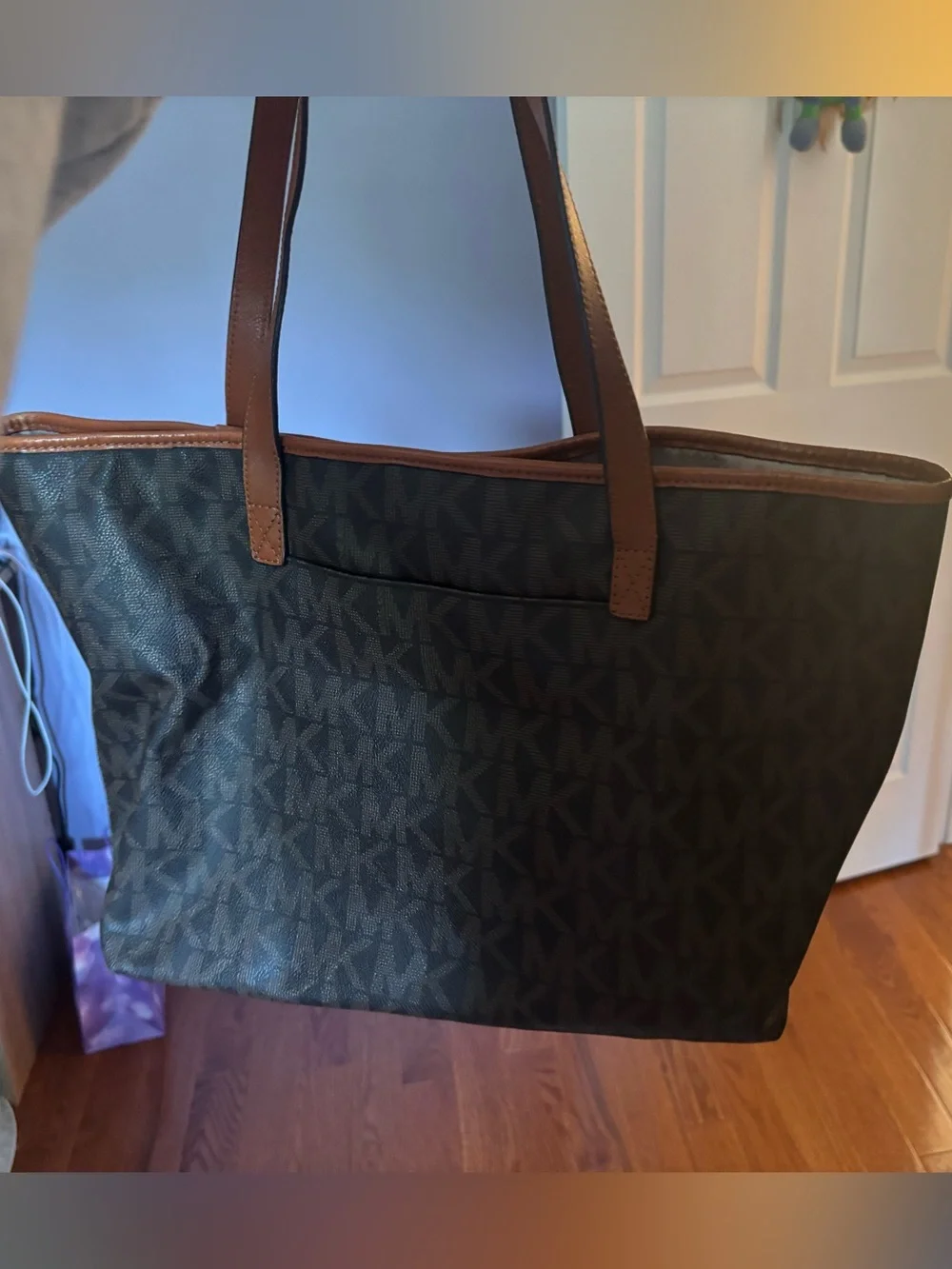 Michael Kors Brown Monogram Tote with Brown Trim